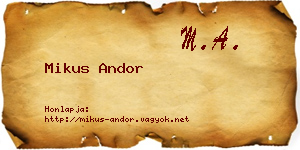 Mikus Andor névjegykártya